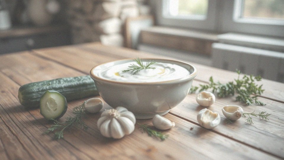 Jakie są główne składniki sosu tzatziki z twarogiem?